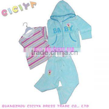 Wholesale custom new stylish winter velvet 3pcs pajama set for baby girl