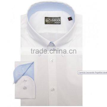 Summer men's long sleeves pure white shirt Slim simple design cotton casual shirt