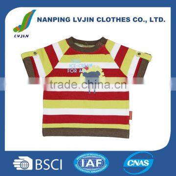 2016 new arrival hot sale short sleeve cotton printed stripe fashion boys baby t shirt