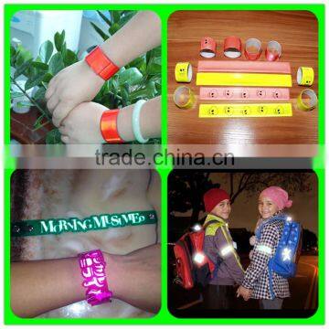 fluorescent ec-friendly pass EN13356 safety reflective slap band