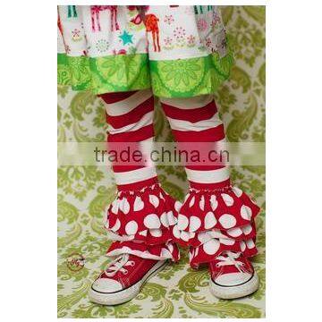 New Fashion Baby Girl Ruffle Capri Pants knit fabric triple pants wholesale price strip dot red cotton ruffle pants for girls