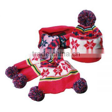 pink kid's knitted scarf hat and gloves sets