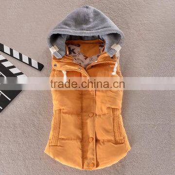 2016 Quilted Girls Ladies Orange Vest With Hood