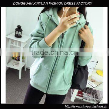 2016 Spring Autumn Casual Clothes Women Thick Fleece Zipper Up Hoodies,Custom Fashion Blank Zipper Up Hoodies For Women