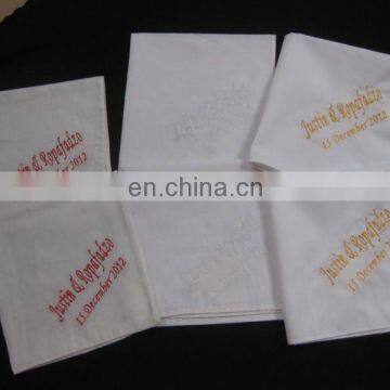 white cotton personalized wedding handkerchief with monogramming