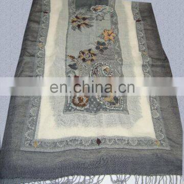 100% Wool Shawl with Embroidery