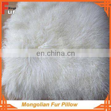 Long Hair Curly Mongolian Fur Cushion