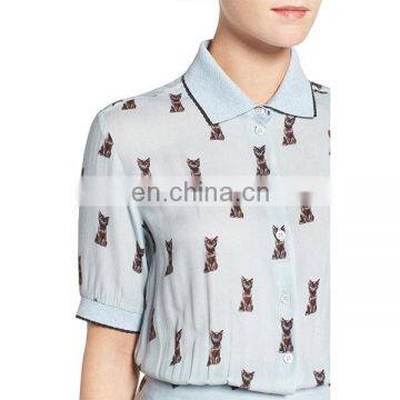 Hot Sell Women Wear Short Sleeve Printed Design Shirtdress Fashion Dresses for Women photo-5