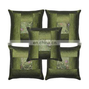 Indian Brocade Decor Silk Pillow Cover Embroidered Cushion Cases Covers Pillow Cover Pillow Case Throw wholesale Green