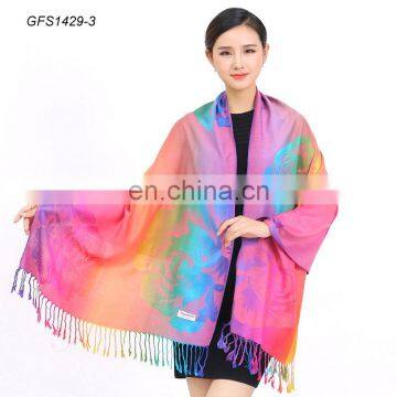 Customized Colorful Fashion Girl Thick Wool Pashmina Stole photo-4