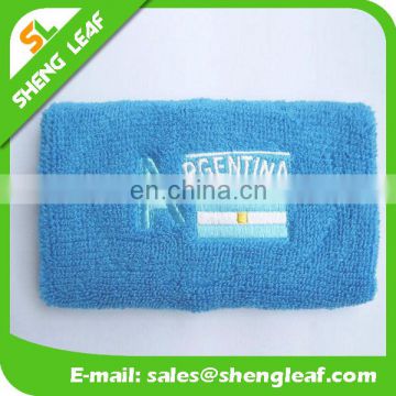 Blue wristband embroidery country logo cotton sweat band