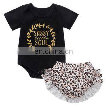 Toddler Newborn Baby Kid Girls Clothes Set infant Summer Print Jumpsuits + Leopard Shorts Outfits