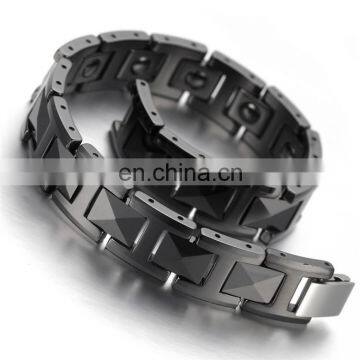 Black Mens Jewelry Ceramic Tungsten Hematite Bracelet Magnetic Benefits photo-3