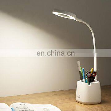 Eye caring pen holder Gooseneck study desk lamp led touch dimmable USB Rechargeable reading table led light