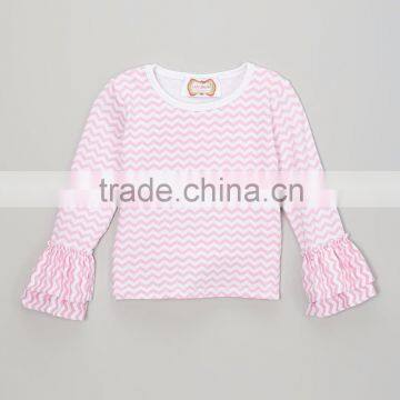 2016 Srping New design of kids Light Pink Chevron Ruffle Top