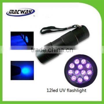 12LED cheap aluminum UV led flashlight