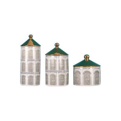 Roman Church Chinese Modern Simple Grey Ceramic Vase With Green Lid For Showroom Decor photo-5