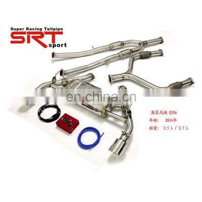 super racing tailpipe auto exhaust system for Infiniti Q50 exhaust mufflers cat back with quad double tip