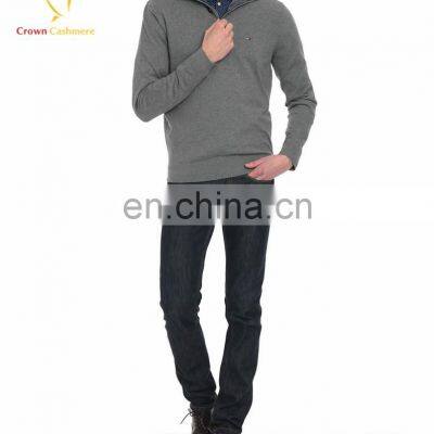 Men High Collar Half Button Pullover Cashmere photo-3