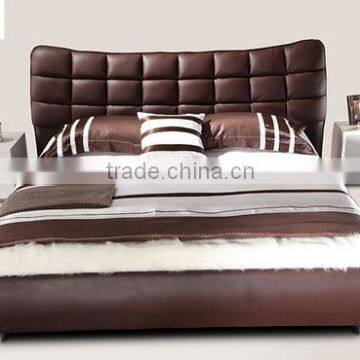 White Double Size Leather Modern Furniture Bed photo-3