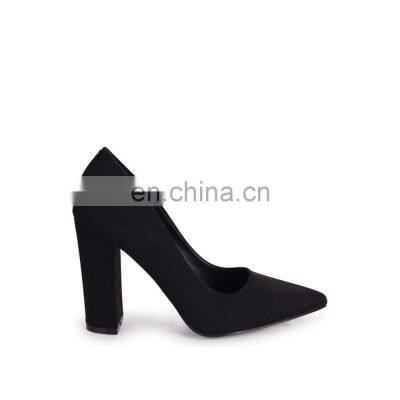 Elegant suede design medium block high heel pumps court shoe pointed toe sandals shoes ladies other colors option are available