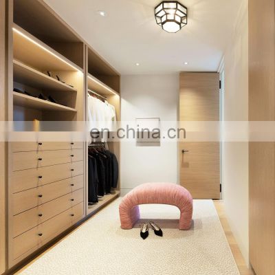 hot sale Luxury walk in amoires wooden modular closets bedroom wardrobe with LED lights