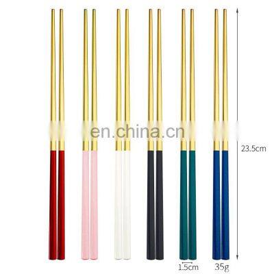 Portable Set Chopsticks 2021 High Quality Color Stainless Steel Cutlery Gold Flatware Wedding photo-5