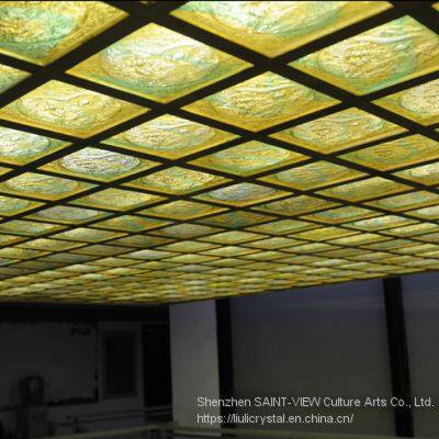 Crystal Glass Liuli Buddha Statues Wall Decor Tiles for Architecture Customize photo-3