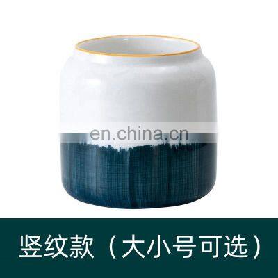 Top Fashion Decorative Pots Rectangle Metal Modern Garden Cheap Ceramic Succulent Smart Face Flower Pot With Bamboo Tray