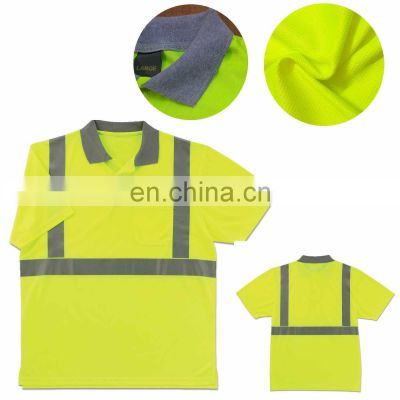 Polyester hi vis workwear shirt with customize logo Fluorescent colors yellow best selling high visible shirts