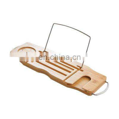 Unique Customized Eco Friendly Telescopic Leisure Bamboo Bathtub Caddy Tray