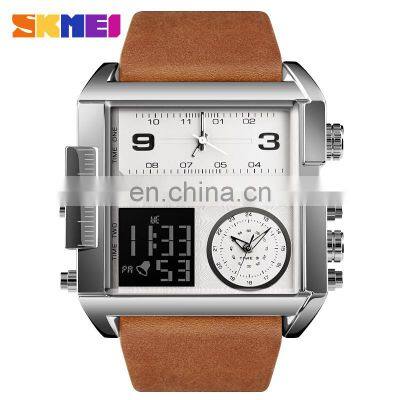 Thailand Hot Selling Big Dial Men Leather Wristwatch Brand Skmei 1391 Custom Logo Fashion 3 Time Chronograph Digital Watch photo-5