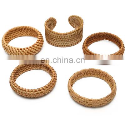 Hot Sale  braided rattan bangle bracelets blanks charms findings High Quality cheap wholesale