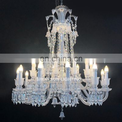 Decorative luxury european k9 crystal wedding hanging hotel lighting candle glass chandelier