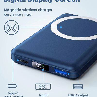 2024 Wireless Power Bank Magnetic Portable Power Bank 10000mah Large Capacity Power Bank Portatil D007 photo-2