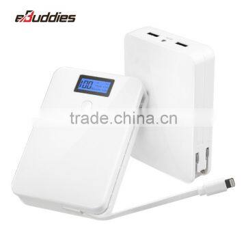 9000mAh Portable US AC wall plug power bank charger power bank with cable