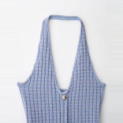 New Women's Fashionable European and American Style Stretch Halter Neck Dress photo-3