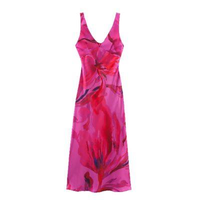 2025 New European and American Fashion Simple Printed Midi Dress