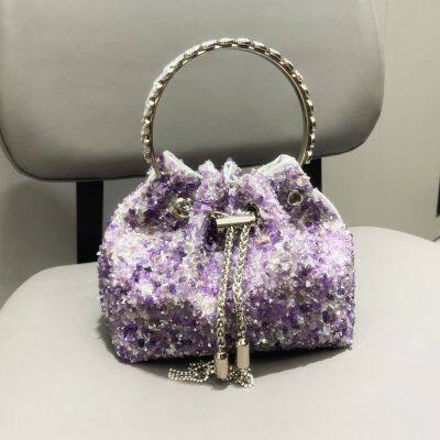 Evening bag, handheld jackhammer, dinner bag, ladies handbag, bucket bag, chain crossbody