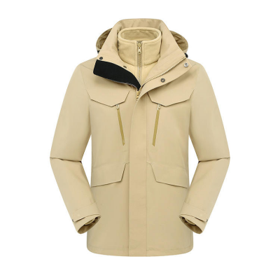 High End Detachable Two-piece Zipper Embroidered Logo Winter Workwear Windproof and Waterproof Three in One Outdoor Hiking Jacket