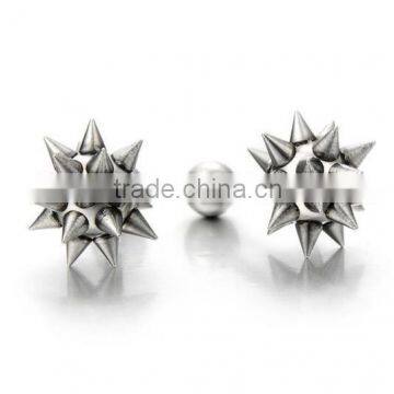 Hip Hop Stainless Steel Star Spike Hammer Stud Earrings for Man and Women, Screw Back