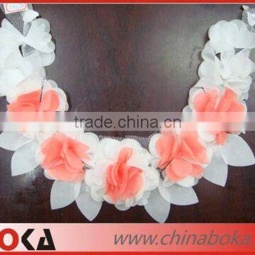 Fashion pretty chiffon neck trim collar, fancy heart design chiffon collar patch