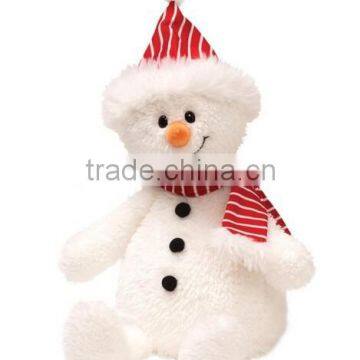 Fun Christmas Button Snowman /Plush Snowman with Hat and Scarf/Soft Stuffed Toy Smiling Snowman