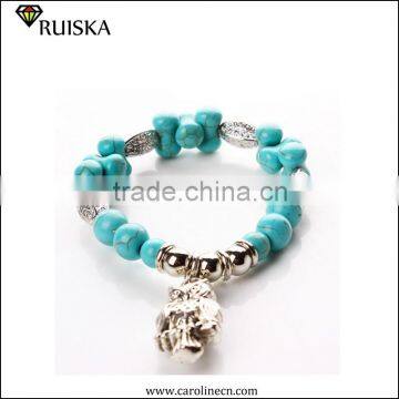 Caroline Vogue Turquoise Stone Bracelet With Owl Pendant