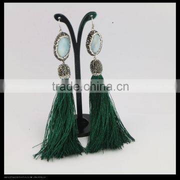 LFD-081E Wholesale fashion Agate & tassel long Dangle Earrings,Fashion earring for women