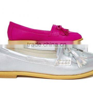 silver color shoes 2015 fashion pointed toe flat shoes pumps for ladies