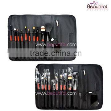 Wholesale personalized 10 Makeup Brushes kit with roll bag / black make up Brush Set , smudge brush