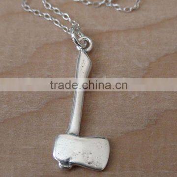 Silver Axe Hunter Jewelry Woodcutter Chopper Axe Necklace photo-2