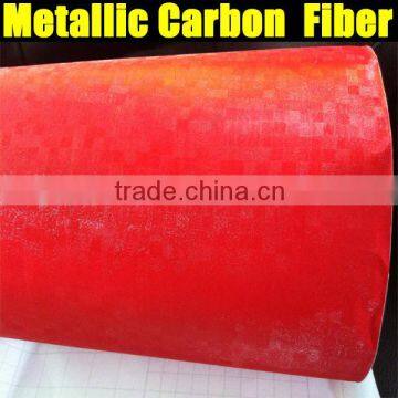 TXD CAR STICKER Air Free metallic carbon fiber Foil Car Decal with size : 1.52*20m red color