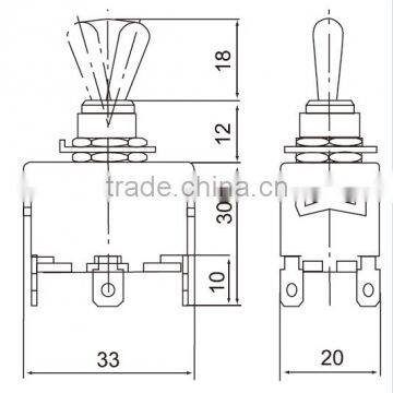 CNTD Mini Toggle Switch 15A 250V ON-ON Waterproof Toggle Switch C522A photo-2